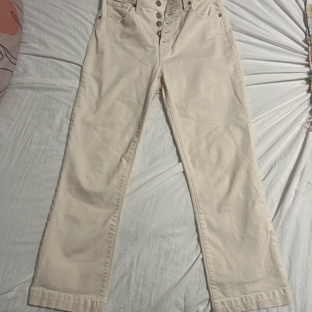 Lucky Brand Cream High-Rise Crop Mini Boot Jeans